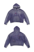 WANNA LAB SS26 Distressed Heavyweight Rhinestone Hoodie - Washed Purple