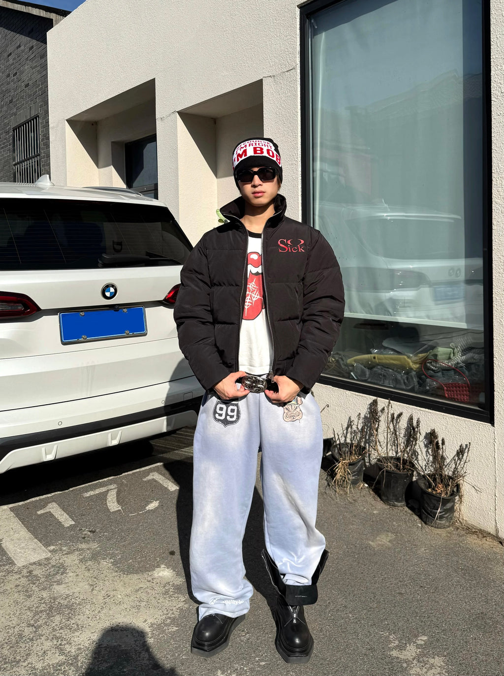 Vcatecx 410GSM Heavyweight Micro-Flare Sweatpants - Vintage Wash