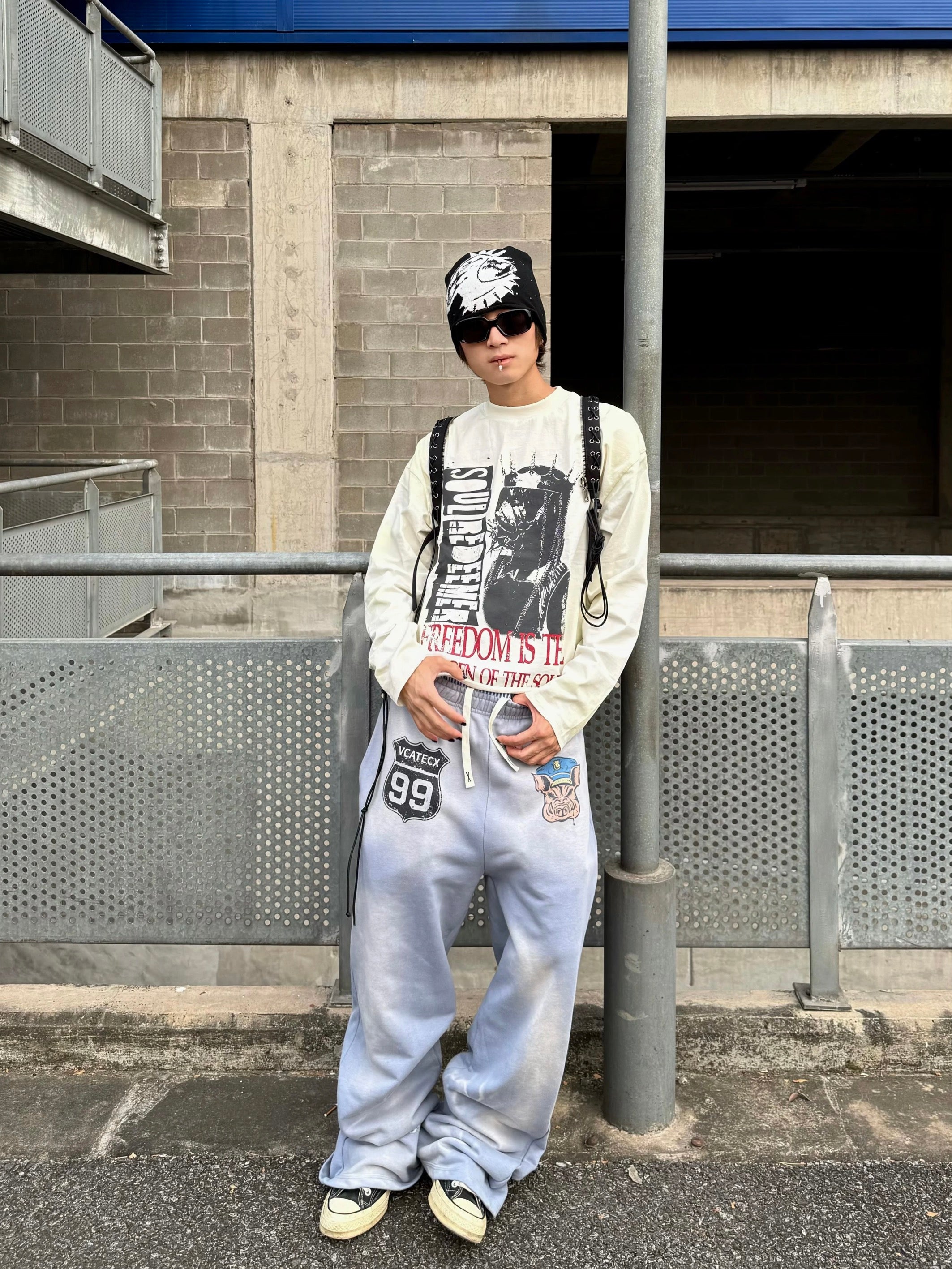 Vcatecx 410GSM Heavyweight Micro-Flare Sweatpants - Vintage Wash