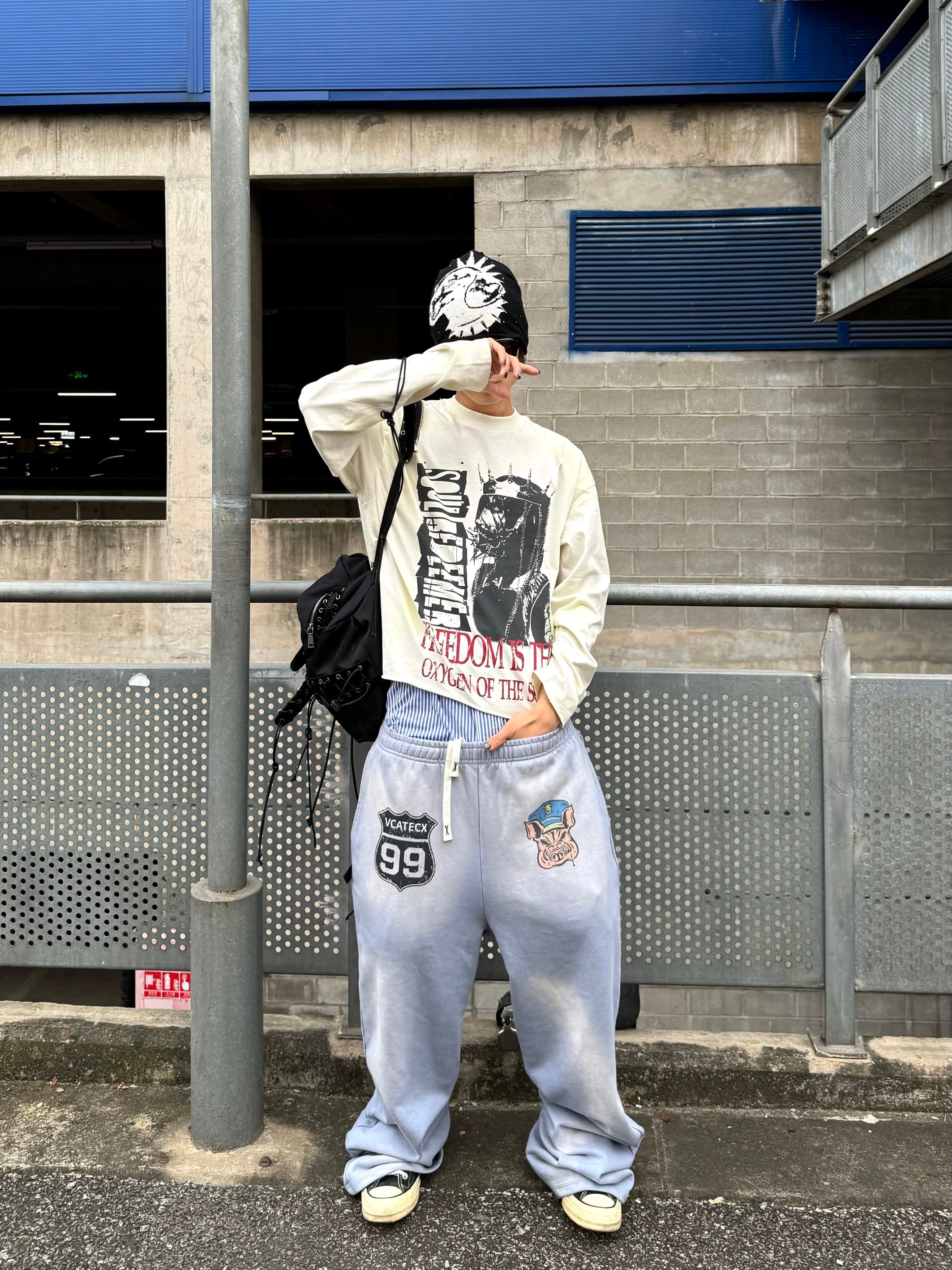 Vcatecx 410GSM Heavyweight Micro-Flare Sweatpants - Vintage Wash