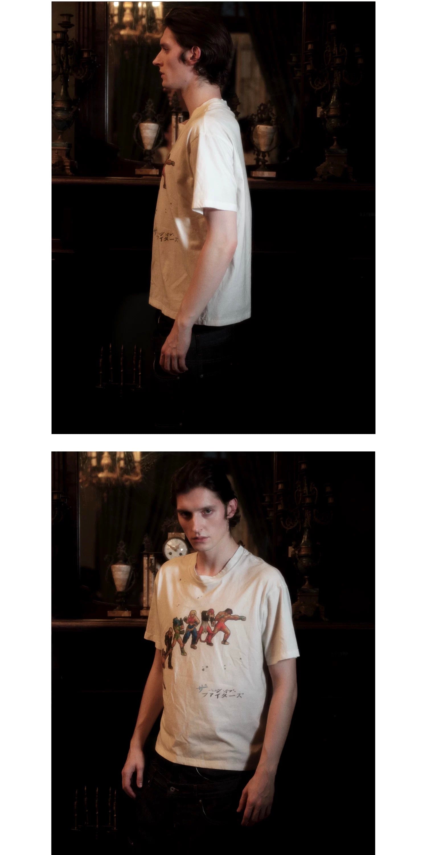 WANNA LAB SS25 Vintage Distressed Graphic Tee - Brushed Cotton / Sun-Faded Black