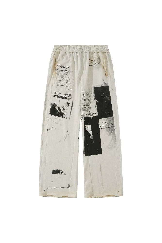 SMILEANDSAD Remake Curved-Leg Sweatpants - Hand-Scorched  Deconstructed