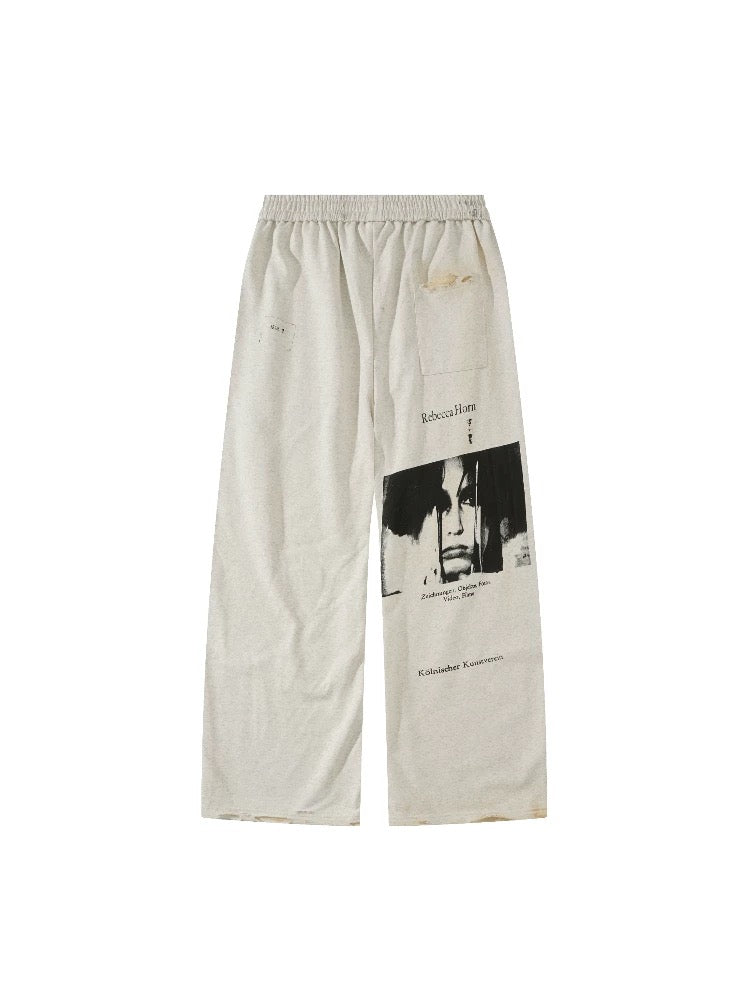 SMILEANDSAD Remake Curved-Leg Sweatpants - Hand-Scorched  Deconstructed