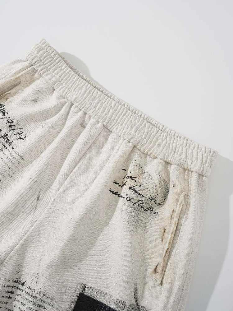 SMILEANDSAD Remake Curved-Leg Sweatpants - Hand-Scorched  Deconstructed