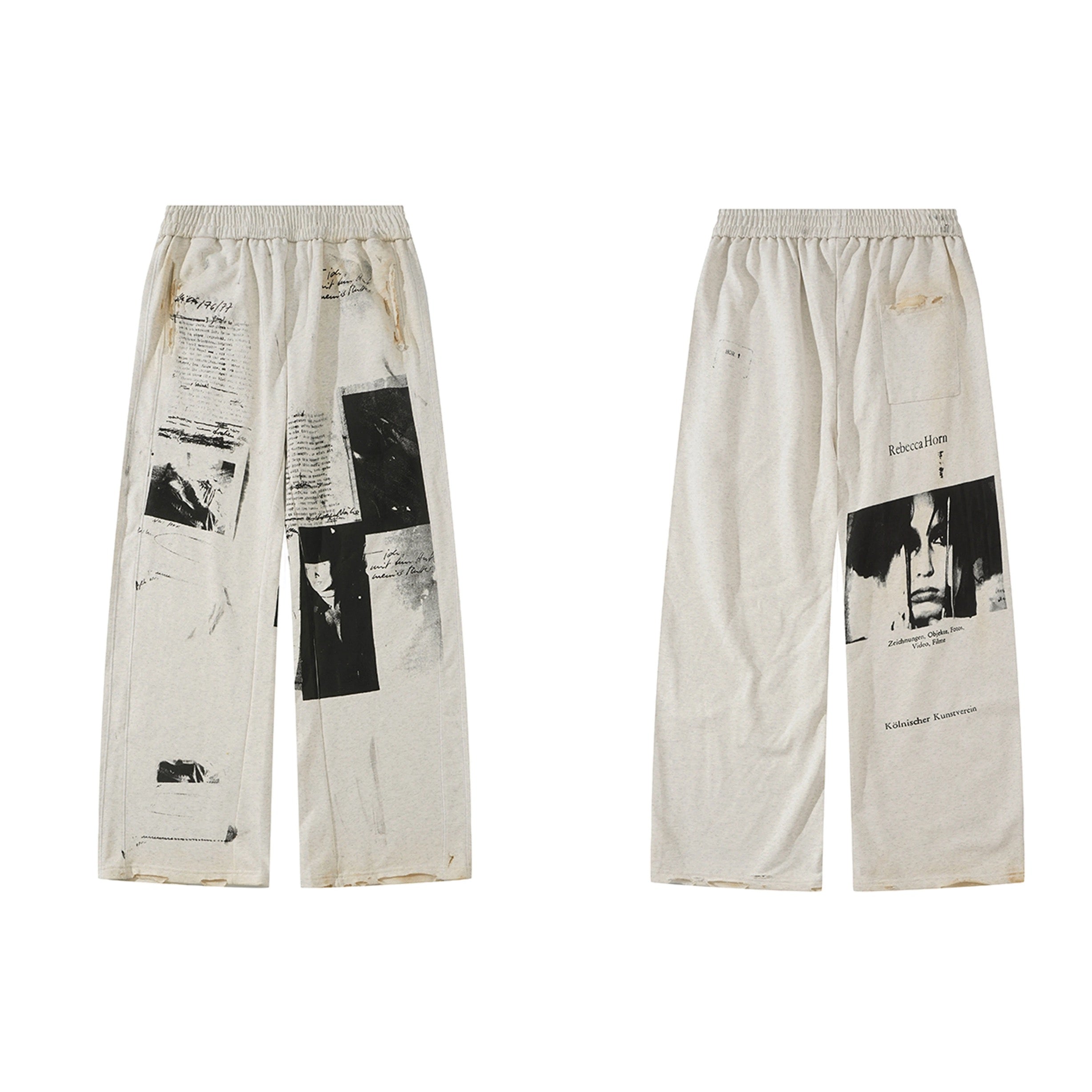 SMILEANDSAD Remake Curved-Leg Sweatpants - Hand-Scorched  Deconstructed
